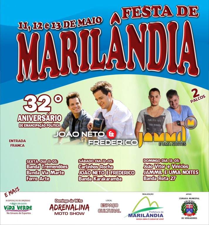 Vem aí a 32º Festa de Emancipação Política de Marilândia!