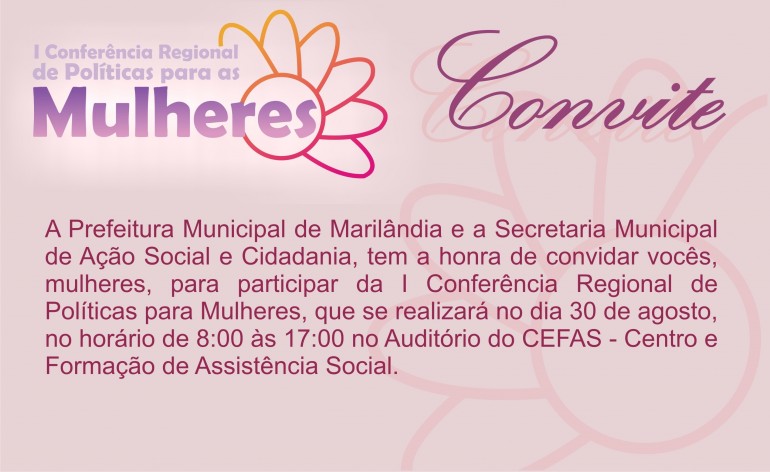 Convite 1º Conferência Regional de Políticas para as mulheres